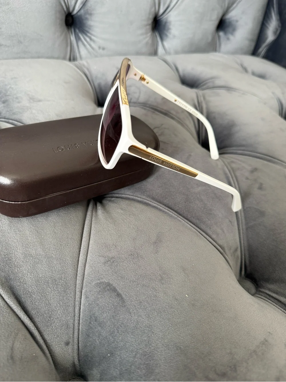 Louis Vuitton Z0240W White Gold Aviator Shield Sunglasses Hand Made in France